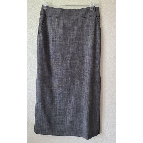 NWT J. Crew Plaid Long Skirt SZ 8 Slit Wool Blend Academia Preppy Gray Pockets - Picture 1 of 8